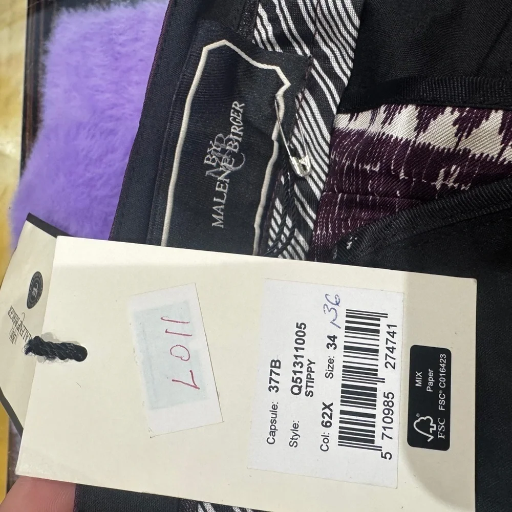 By Malene Birger 100% Silk Purple Patterned Pants NWT | Size EU 34 - Picture 6 of 8